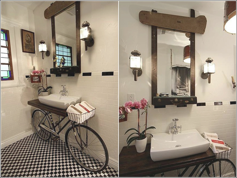 Fiets onder de wasbak