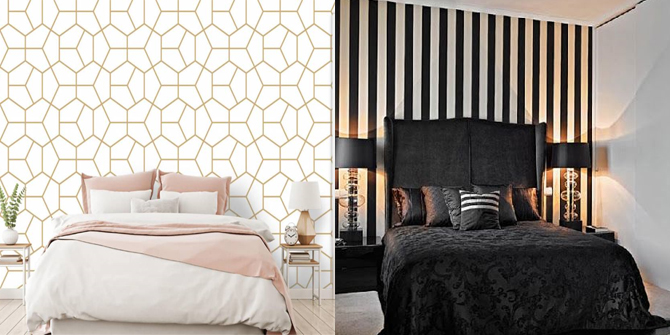 gestreept behang in de slaapkamer